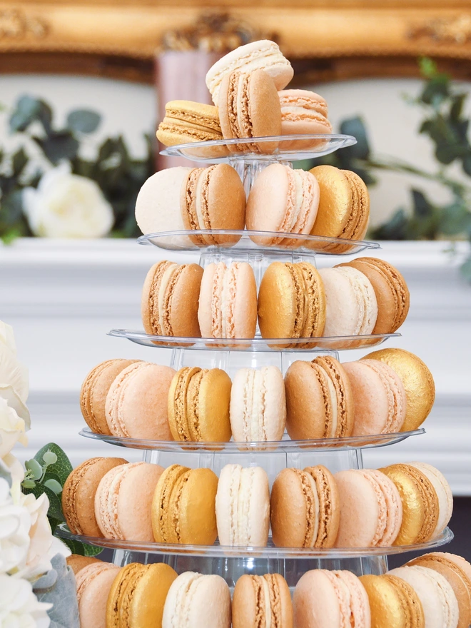 Golden Hues Macaron Tower