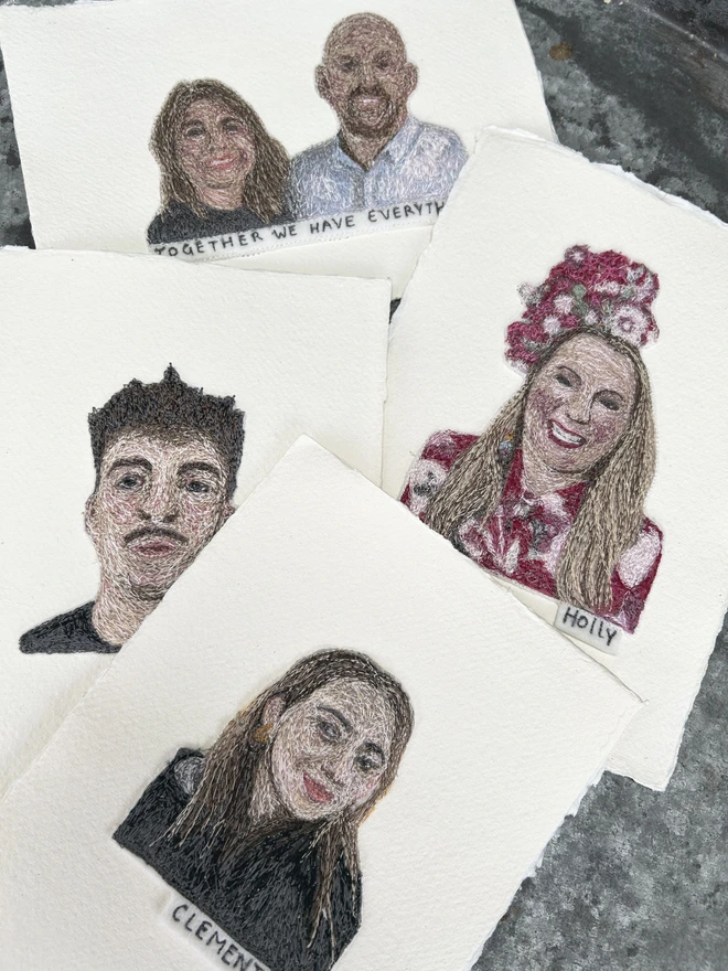 Embroidered personalised portrait