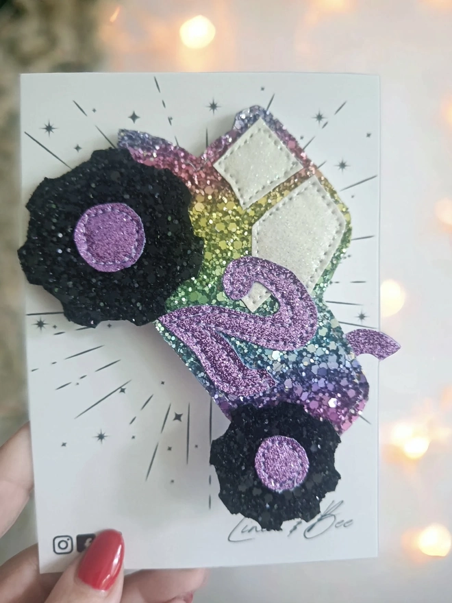 Personalised Glitter Tractor Birthday Badge.