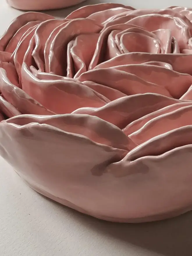 peach ceramic rose flower pottery wall decor 3d sculpture floral art 