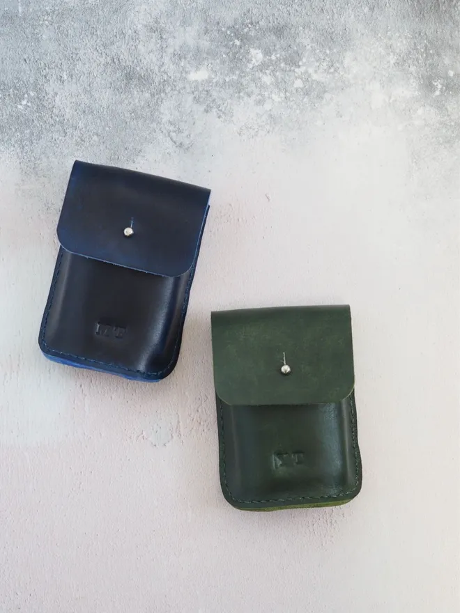 dark blue and forest green leather gifts