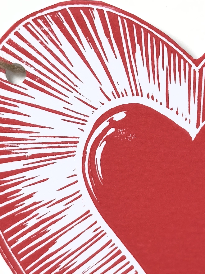 Love Heart Garland Hand Printed Linocut Bunting Decoration