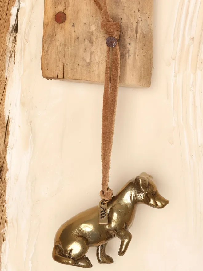 Jack Russell Christmas Ornament with suede cord