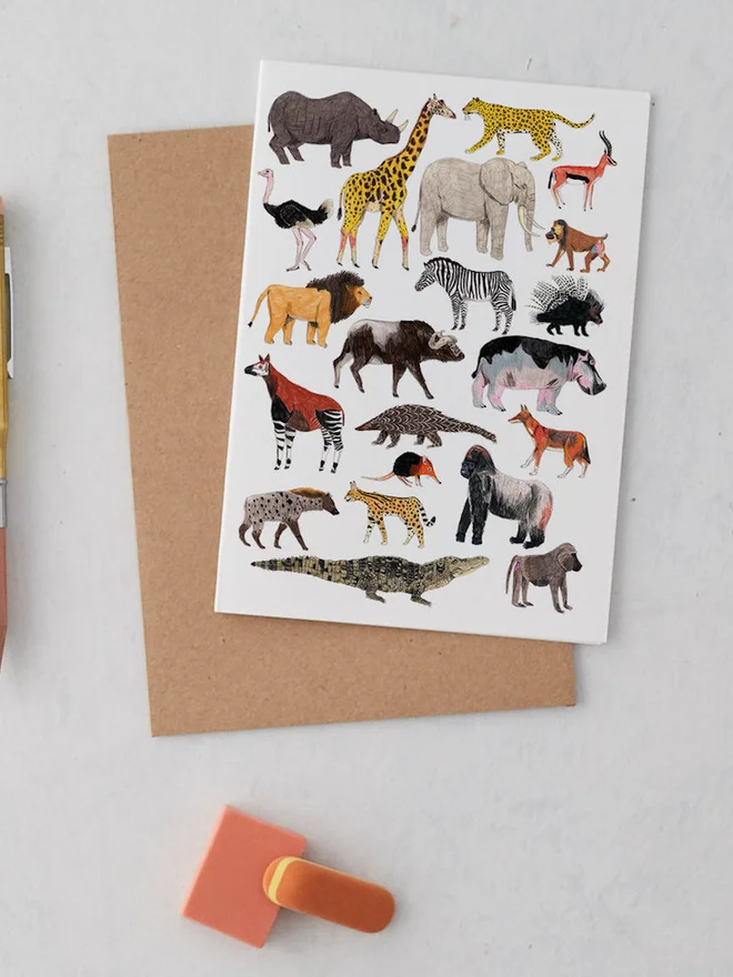 African Animals Greeting Card