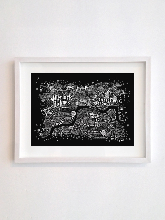 Central Literary London Map in a frame