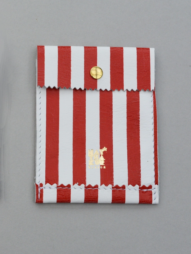 red striped leather sweetie bag by Natthakur