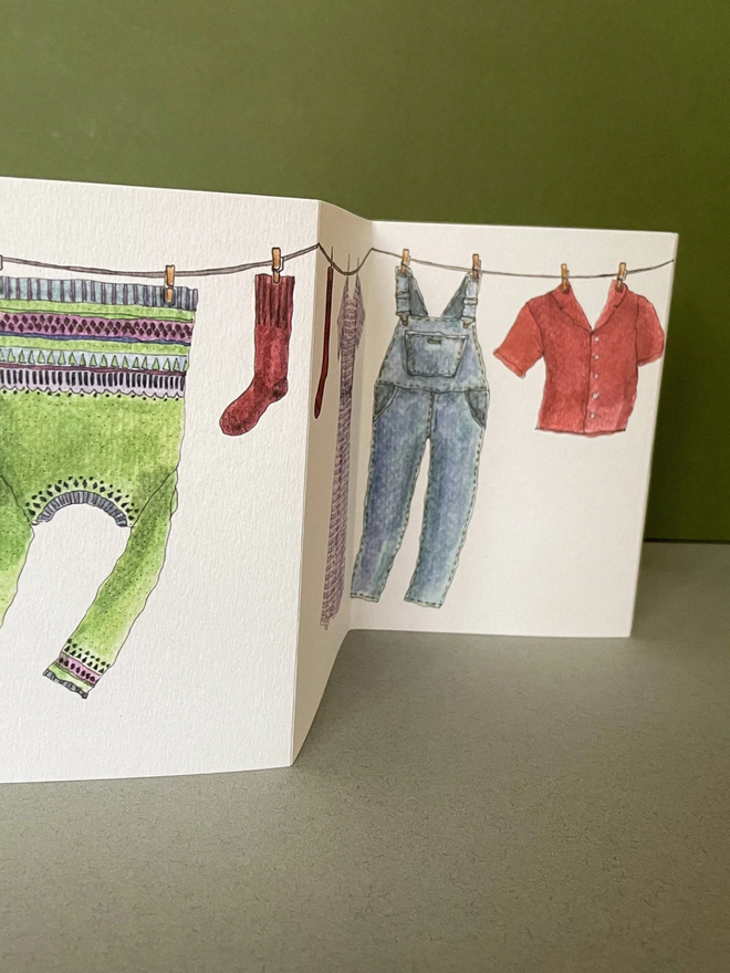 Washing Line Concertina Card