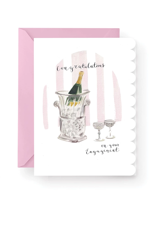 Champagne Bottle Engagement Card 
