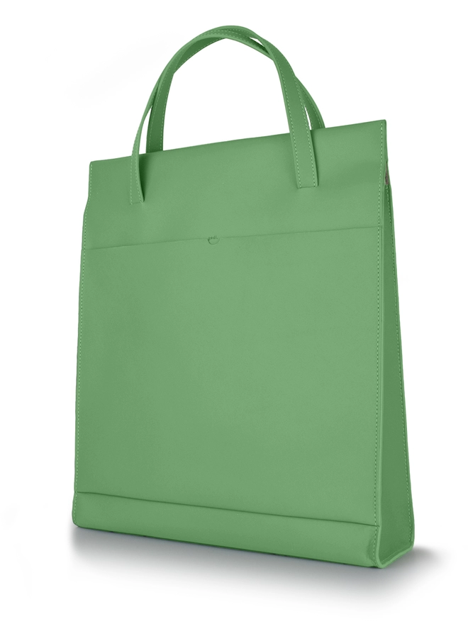 Back of Sea Green Tote Bag with shortest length adjustment