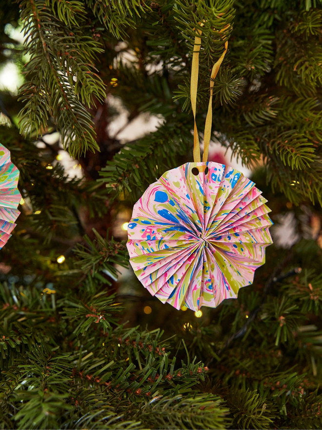 Hand Marbled Pinwheel Hanging Decoration