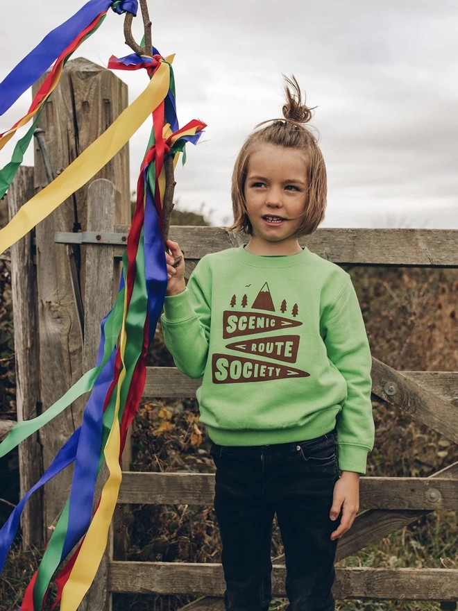 Scenic Route Society Kids Green Sweatshirt