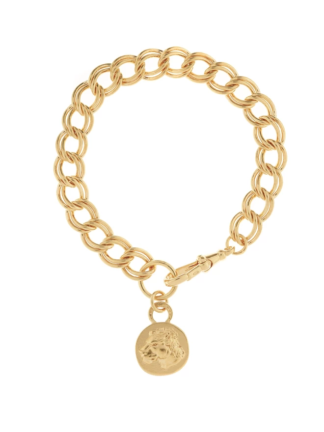 Lioness bracelet on double curb chain