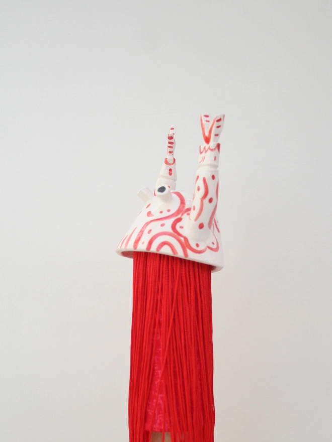 Ceramic and Fabric Lobster Wall Hanging With Flags