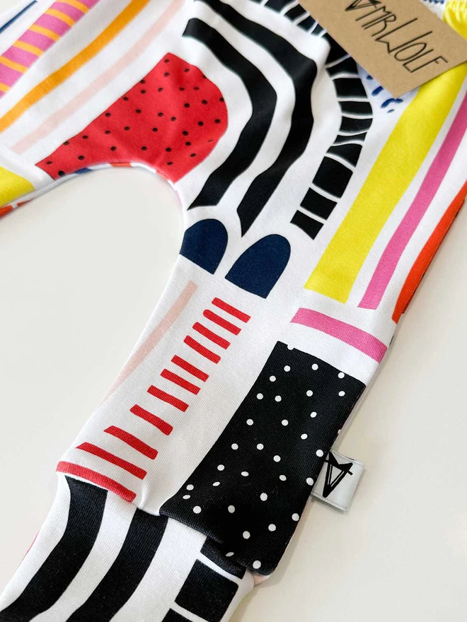 colour block print baby leggings, baby leggings, toddler leggings, colour block, art print