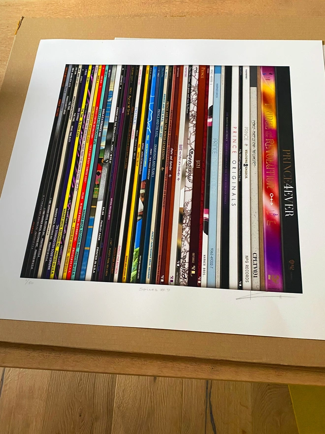 Fine Art print of vinyl records Prince album spines