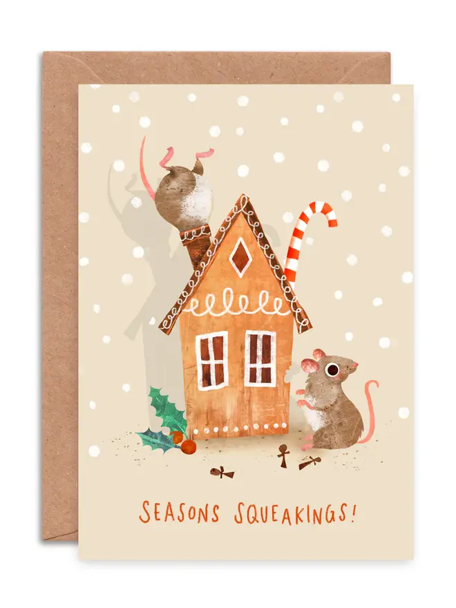 christmas mice illustrated christmas card pack