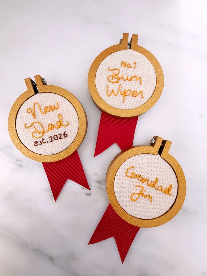 group of three Father's Day Personalised Keepsake Card medals
