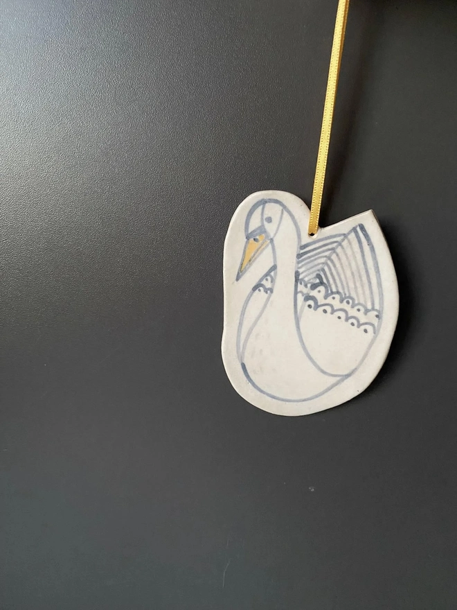 Handmade Stoneware Bird Christmas Ornaments