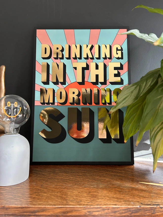 when you're in devon you're in heaven gold metallic print a3 