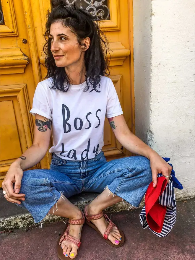 The iconic organic cotton Boss Lady tshirt in white