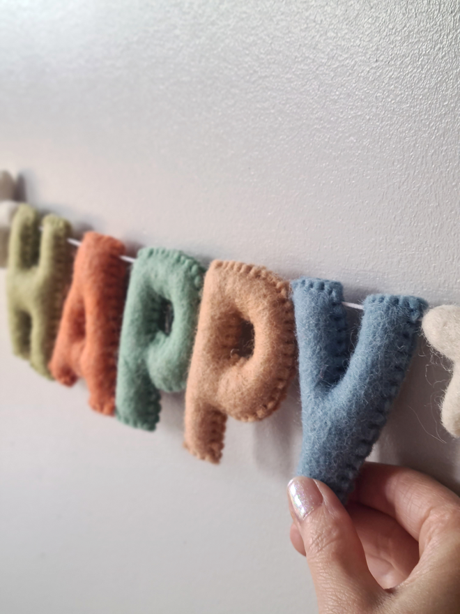 Felt Wool Happy Birthday Garland
