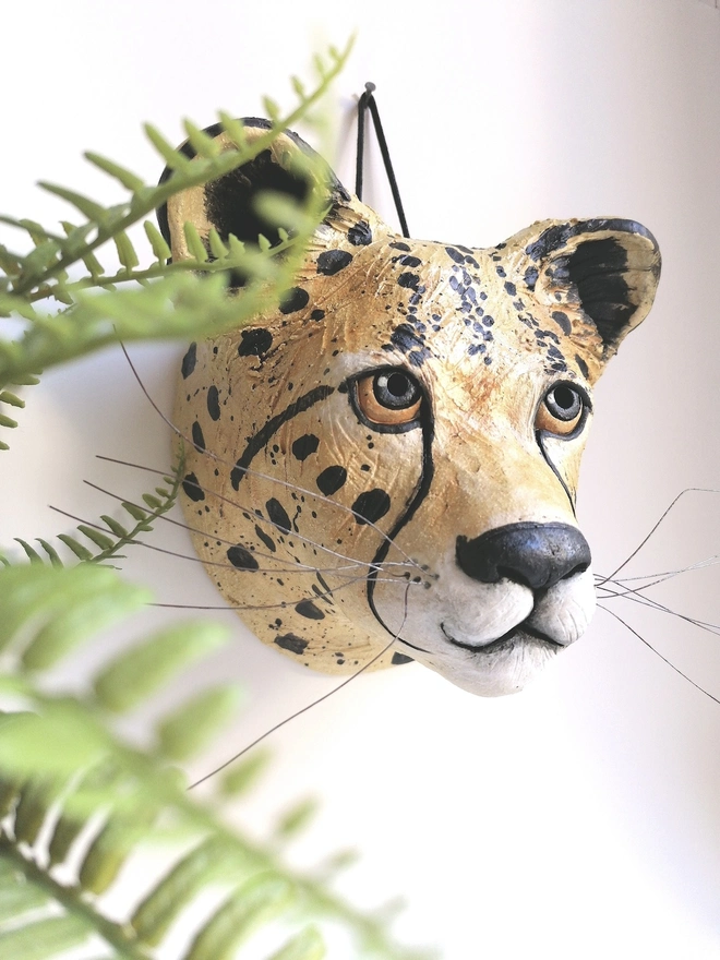 Ceramic Cheetah Head Sculpture