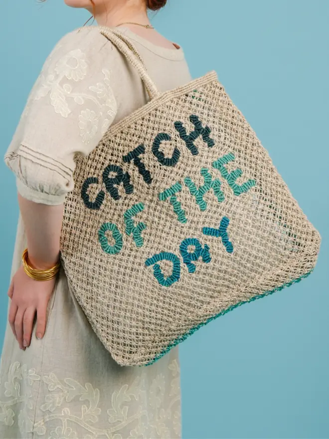 'Catch of the Day' Jute Tote Bag