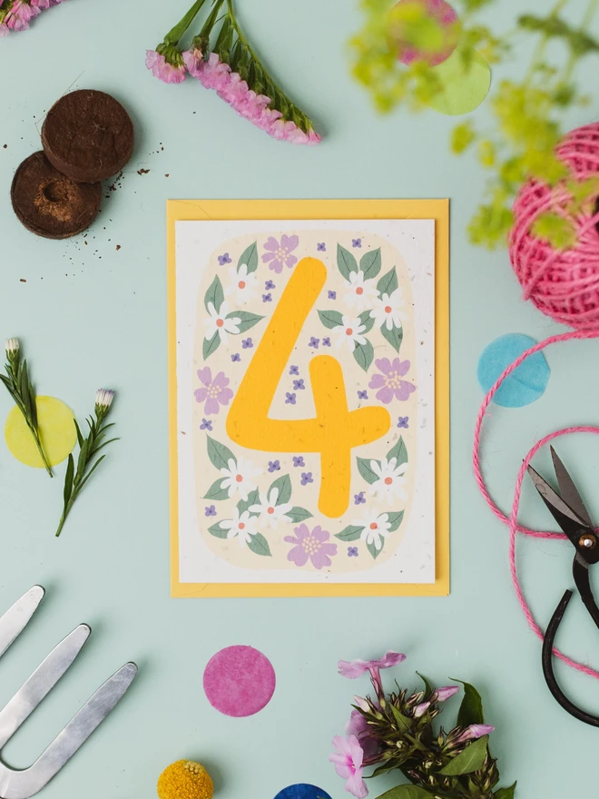 Plantable 4th Birthday Card