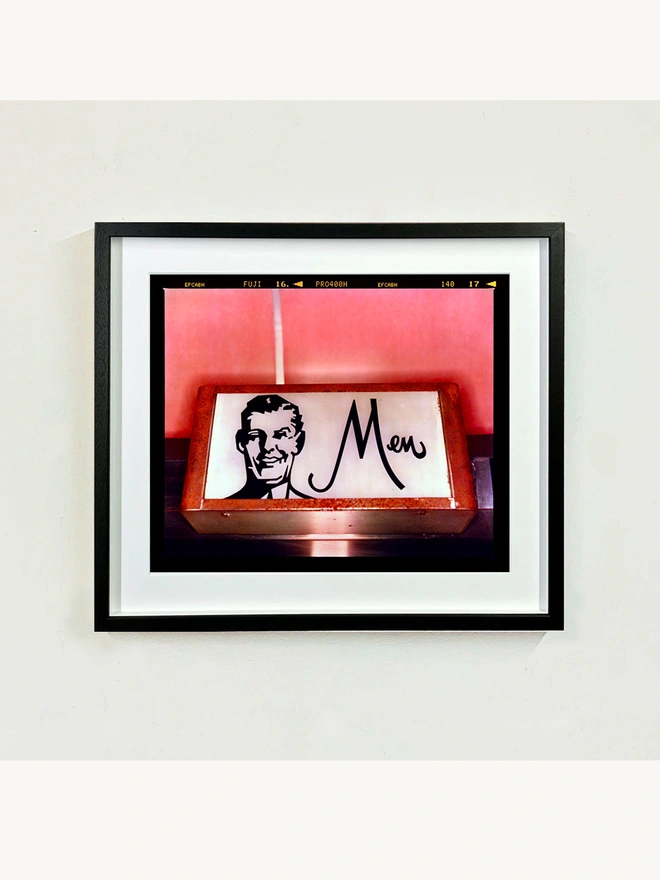 Men Pink Typography Photography Print Richard Heeps framed in black