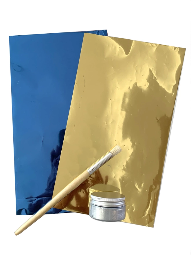 Metallic foil and glue for clothes inside packaging