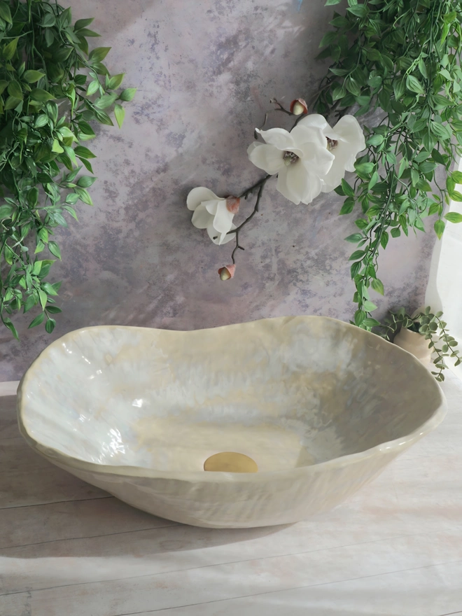 Bathroom basin, bathroom sink, ceramic basin, ceramic sink, handcrafted basin Jenny Hopps Pottery, Bathroom decor, luxury bathroom, Bespoke Basin