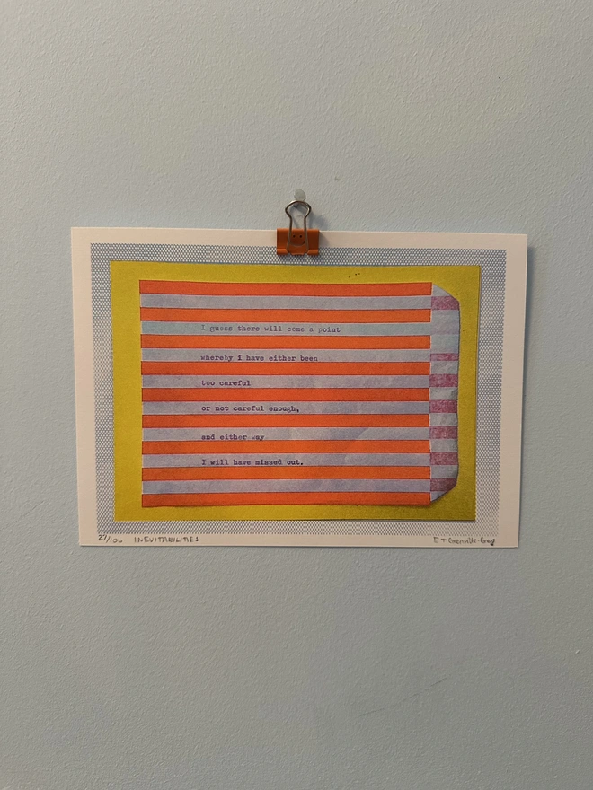 'Inevitables' A5 Risograph Print Wall Art
