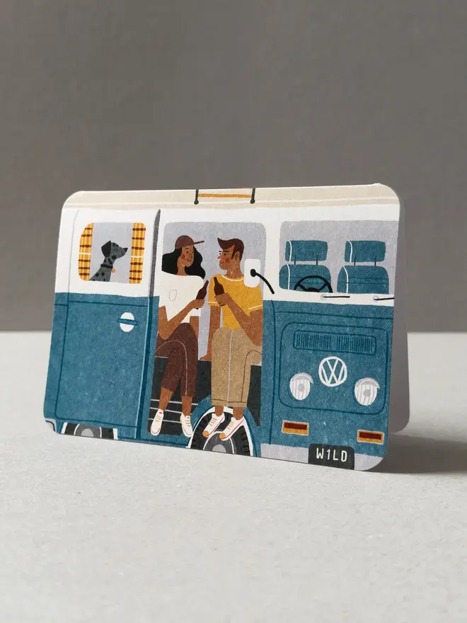 Campervan No.3 Greetings Card (Blue)