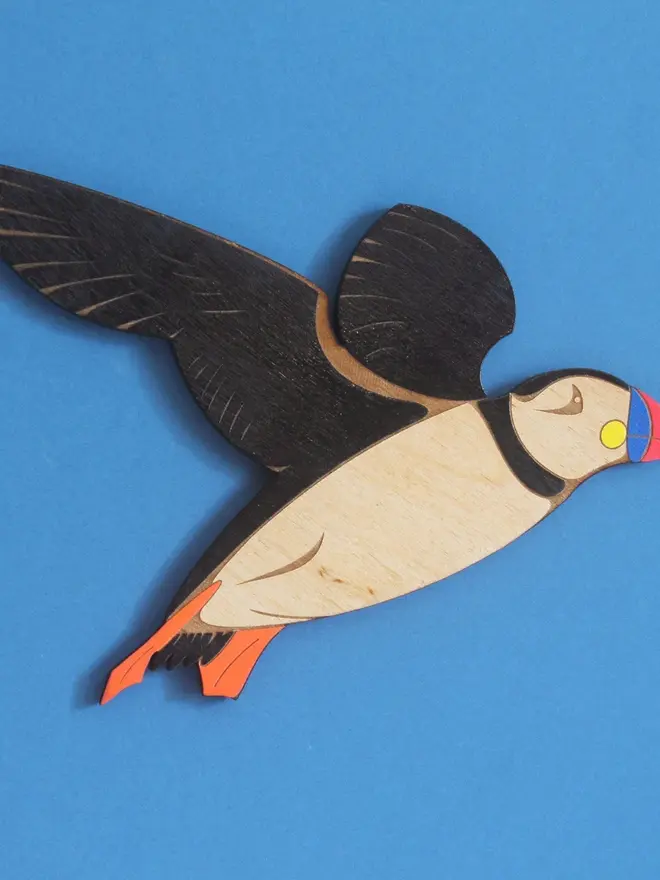 Flying Wooden Wall Puffins (Set Of 3), flying wooden puffins hanging on wall. 