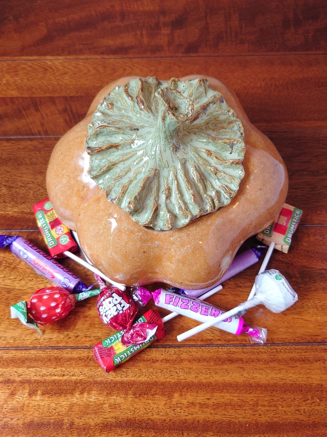Pumpkin Jar Lidded Pot Halloween Decor