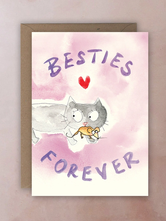 Cat and Mouse Best friends card