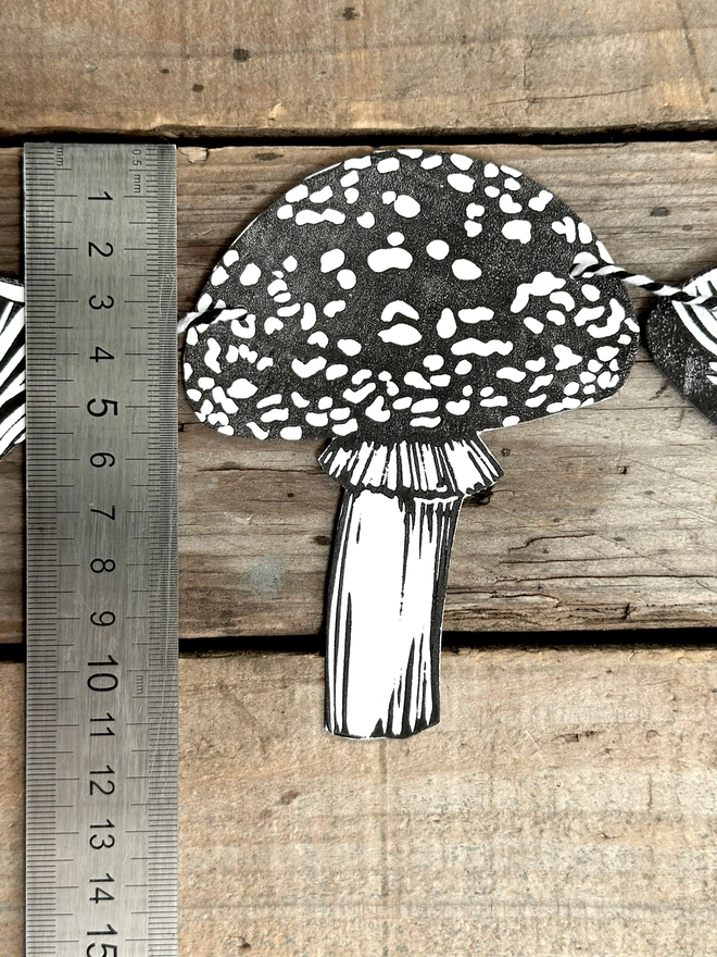Enchanted Mushroom Garland Hand Printed Monochrome Bunting 