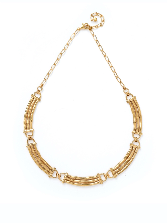 Gold vermeil bamboo bar sectional collar necklace