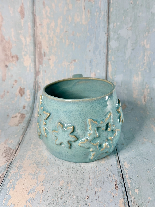 Festive Turquoise Snowflake Ceramic Mug