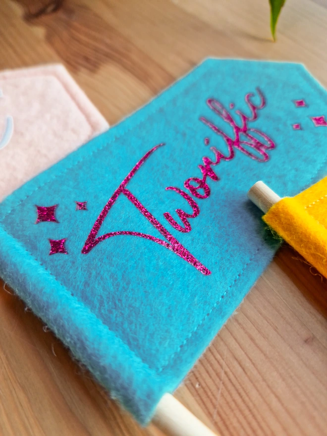 Handheld happy birthday flags