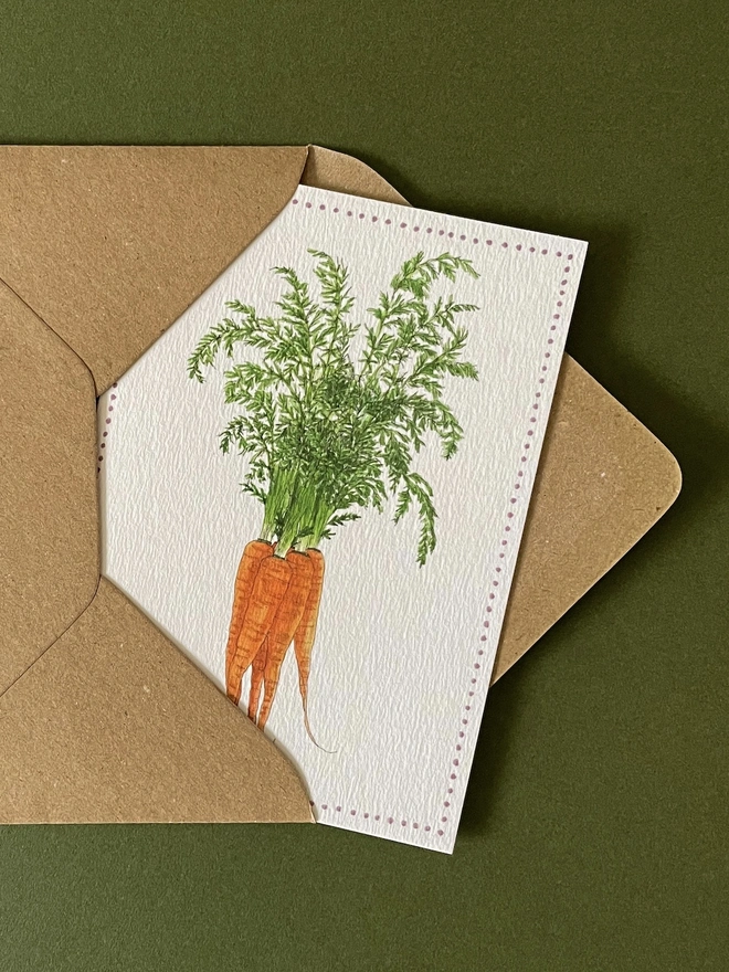 Garden Lover's Watercolour Carrots Greetings Card