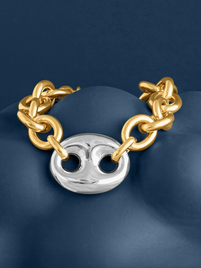 Loel Gold Mixed Metal Marina Link Bracelet
