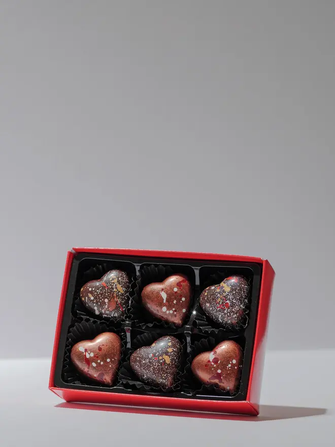 Heart truffle gallery pack of 6 on a white background. 