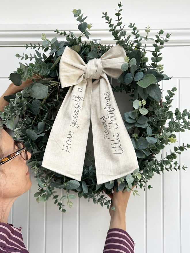 Christmas wreath bow personalised
