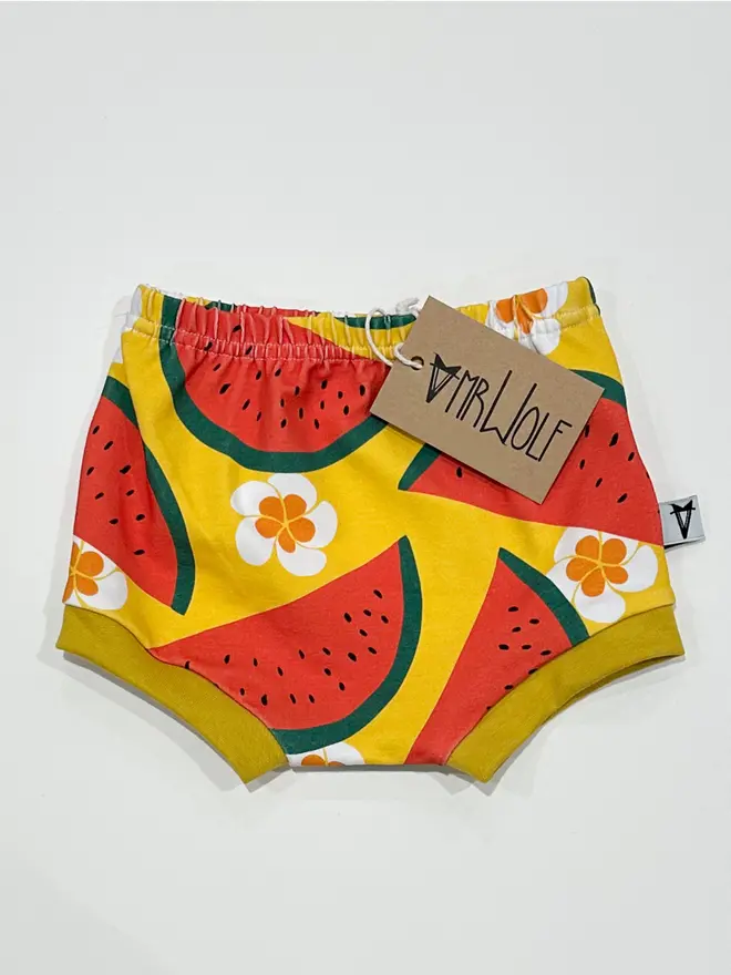 Tropical Watermelon. print fun baby and toddler shorties, shorts, bloomers