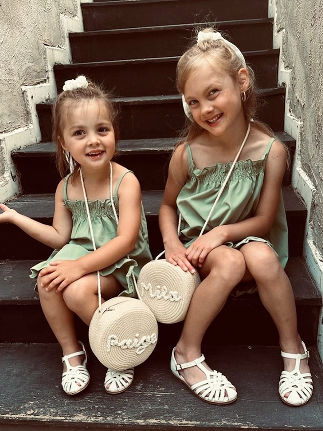 Personalised Rattan Bag And Straw Hat Set