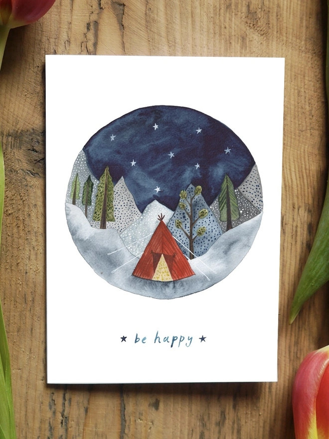  Be Happy – Adventure Camping Greetings Card