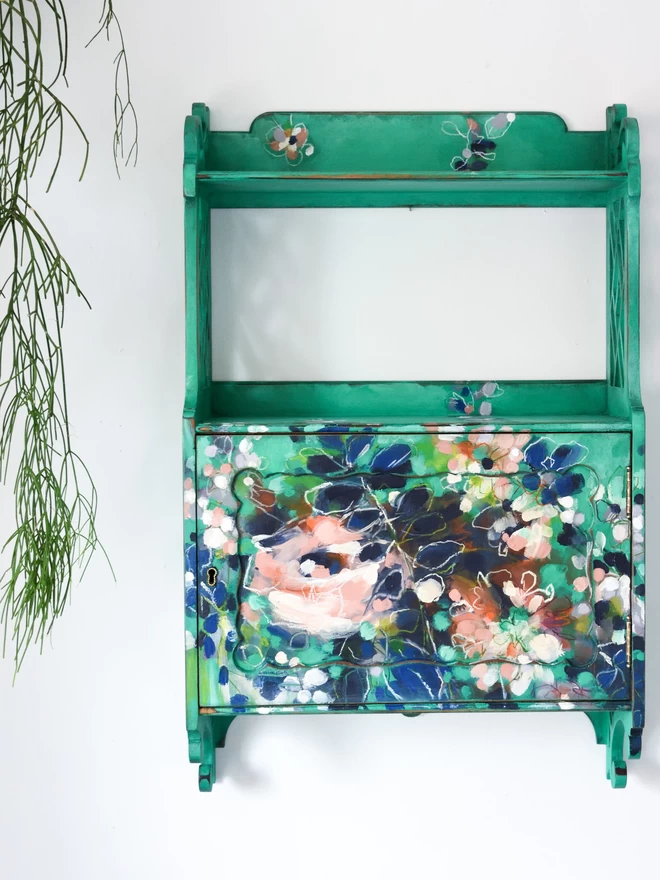 Hand painted Floral Wall Shelf by Chloe Kempster