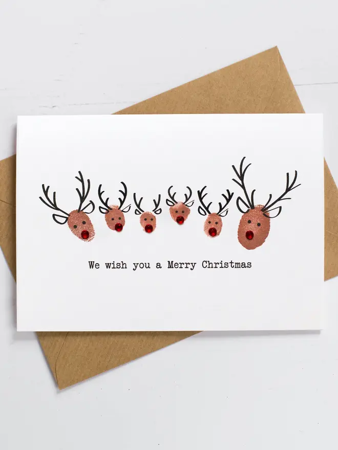 reindeer family christmas card kit