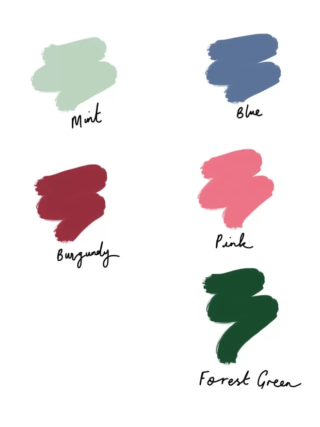 Illustration of the colour choices for the personalised christmas baubles